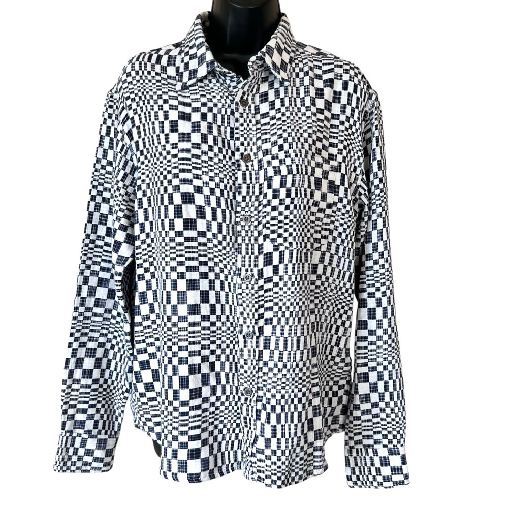 Corridor - High Focus Check Long Sleeve Button Down- White/Navy